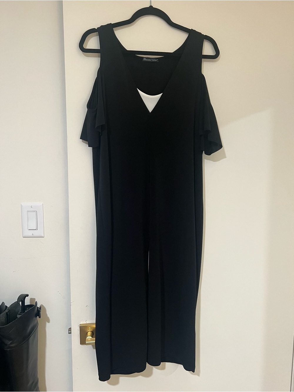Cold Shoulder Black and white Dress - Classic Black